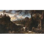 Niederländischer Italianisanttätig 2. Hälfte 17. Jh.Klassische Landschaft mit HirtenÖl/Lw., 62 x