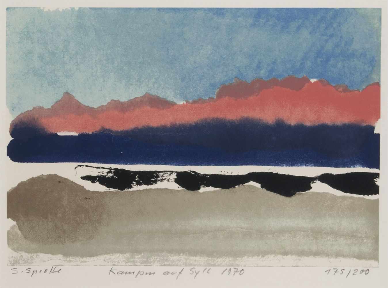 Siegward Sprotte(Potsdam 1913 - Kampen/Sylt 2004)Roter Himmel über SyltFarbsiebdruck, 25,5 x 37,5