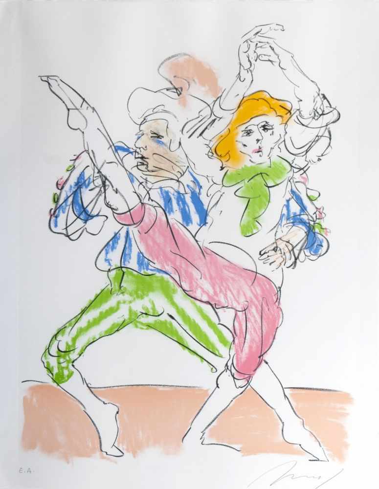 Alfred Hrdlicka(Wien 1928 - Wien 2009)La Danse1986, Fotolithographie und Farbsiebdruck, 65 x 50,5