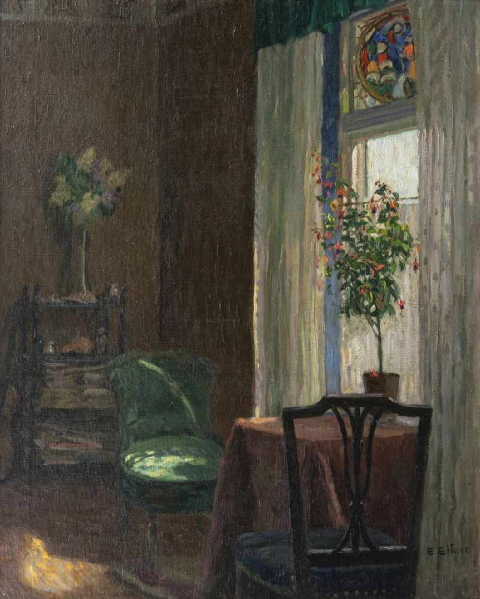 Ernst Eitner(Hamburg 1867 - Hamburg 1955)Zimmer im SonnenlichtUm 1910, Öl/Lw., 75 x 63 cm, r. u.