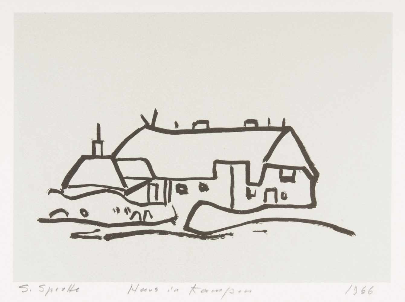 Siegward Sprotte(Potsdam 1913 - Kampen/Sylt 2004)Haus in KampenFarblithographie, 21 x 29,5 cm, l. u.