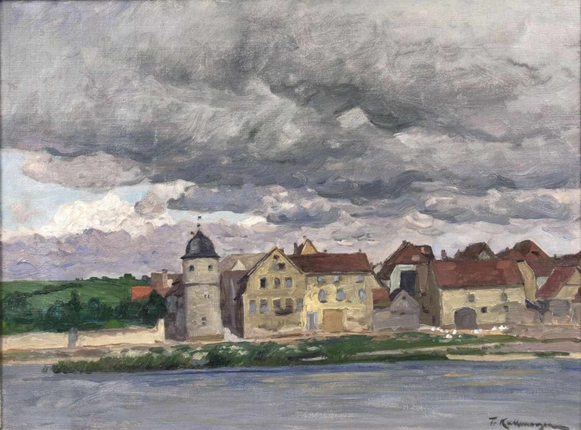 Friedrich Kallmorgen(Altona 1856 - Grötzingen 1924)MainstädtchenÖl/Lw., 38,5 x 51,5 cm, r. u.