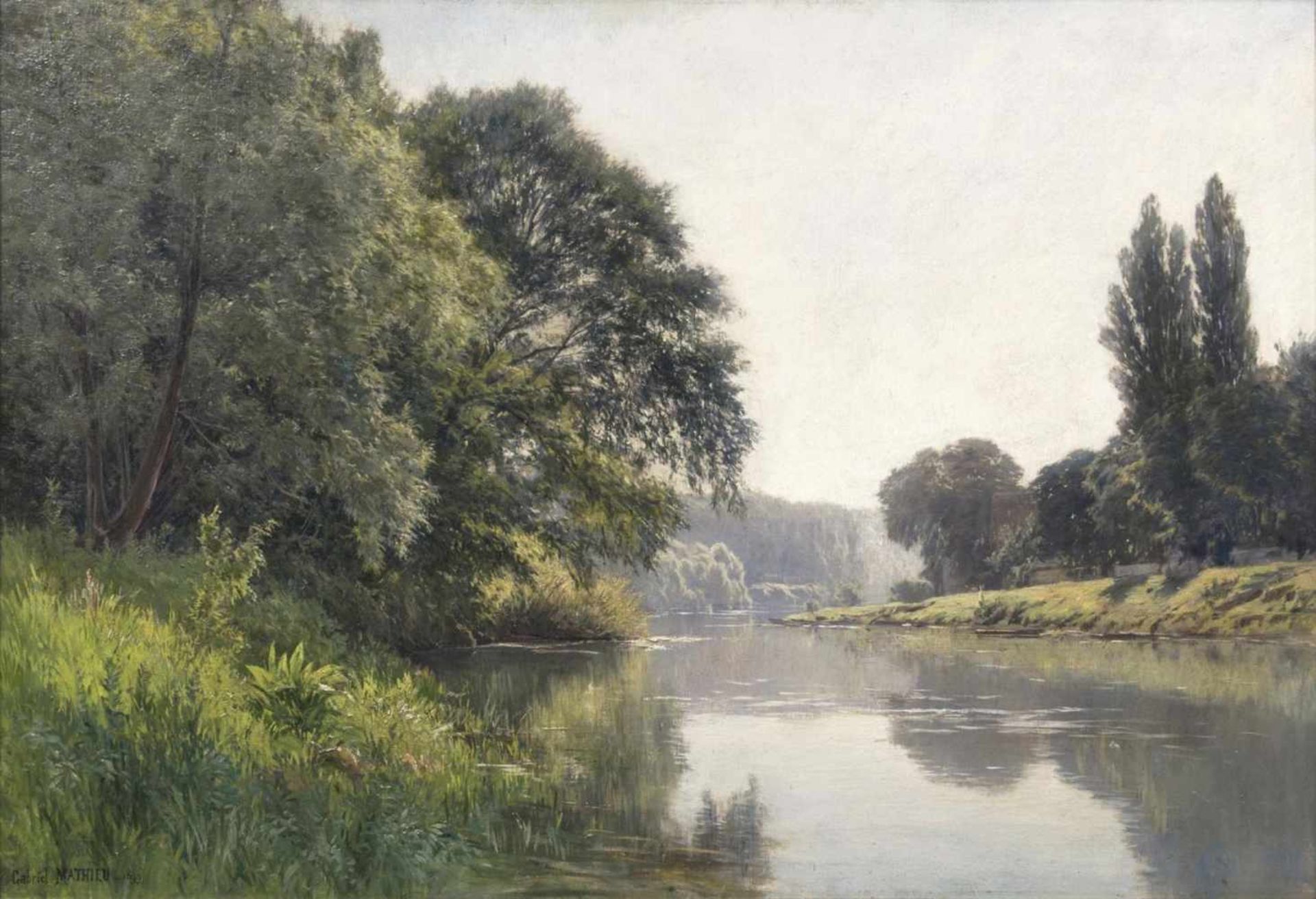 Gabriel Mathieu(Paris 1843 - 1921)An der MarneÖl/Lw., 65 x 92 cm, l. u. sign. und dat. Gabriel