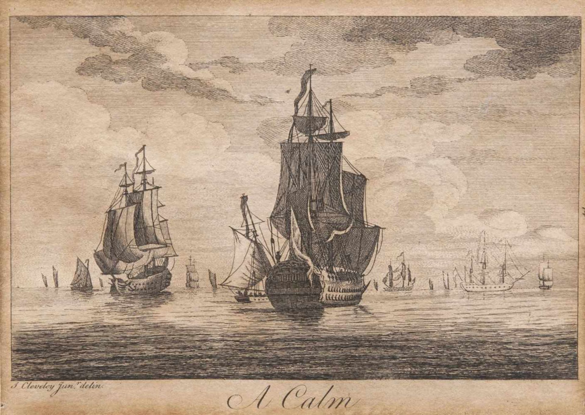 John Cleveley(London 1747 - London 1786)A Calm and a Strong GaleZwei Radierungen, 10 x 15 cm, l.