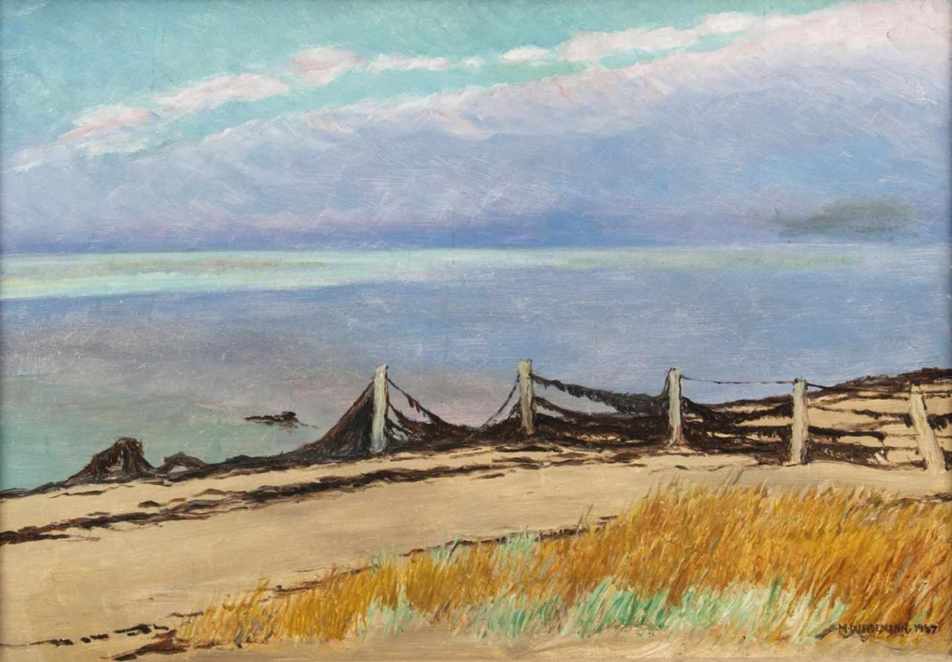 Magnus Weidemann(Hamburg 1880 - Keitum/Sylt 1967)Am Strand von SyltÖl/Hartfaser, 43 x 59 cm, r. u.
