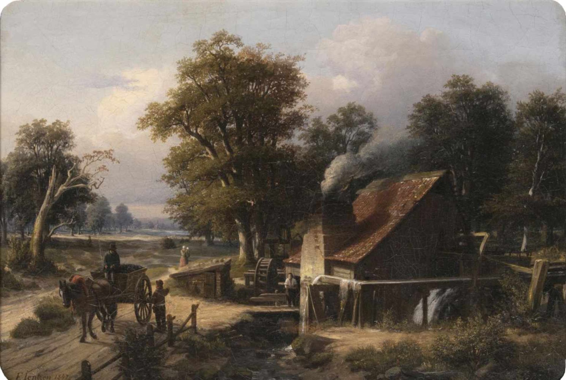 Friedrich Jentzen(Schwerin 1815 - Schwerin 1901)Schmiede in MecklenburgÖl/Lw., 35 x 52,5 cm, l. u.