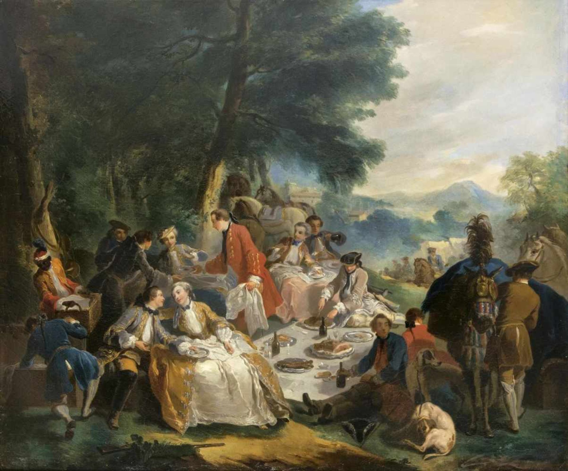 Carle van Loo(Nizza 1705 - Paris 1765), nachDas Jagdfrühstück19. Jh., Öl/Lw., 89 x 106 cm, min.