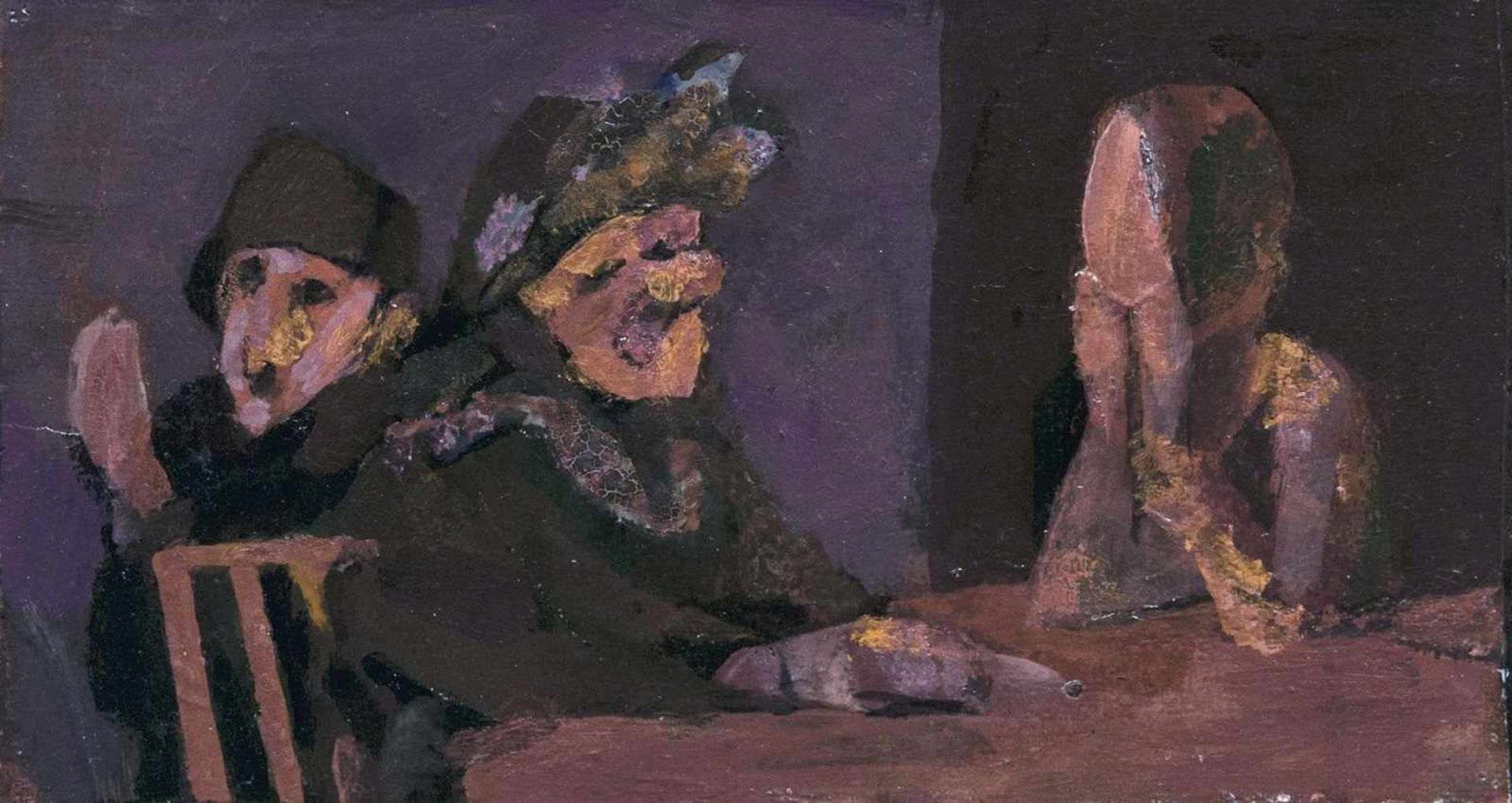 Willem Grimm(Darmstadt-Eberstadt 1904 - Hamburg 1986)UnterhaltungTempera/Lw./Hartfaserplatte, 15,5 x