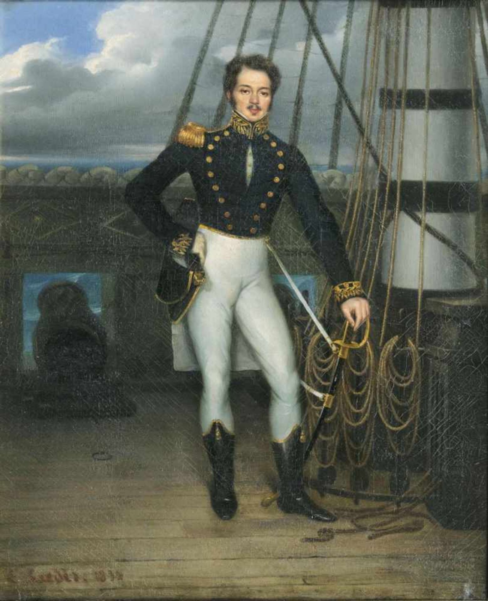 Louis Eugène Coedès(Paris 1810 - Paris 1906)Portrait eines SeeoffiziersÖl/Lw., 73 x 59,5 cm, l. u.