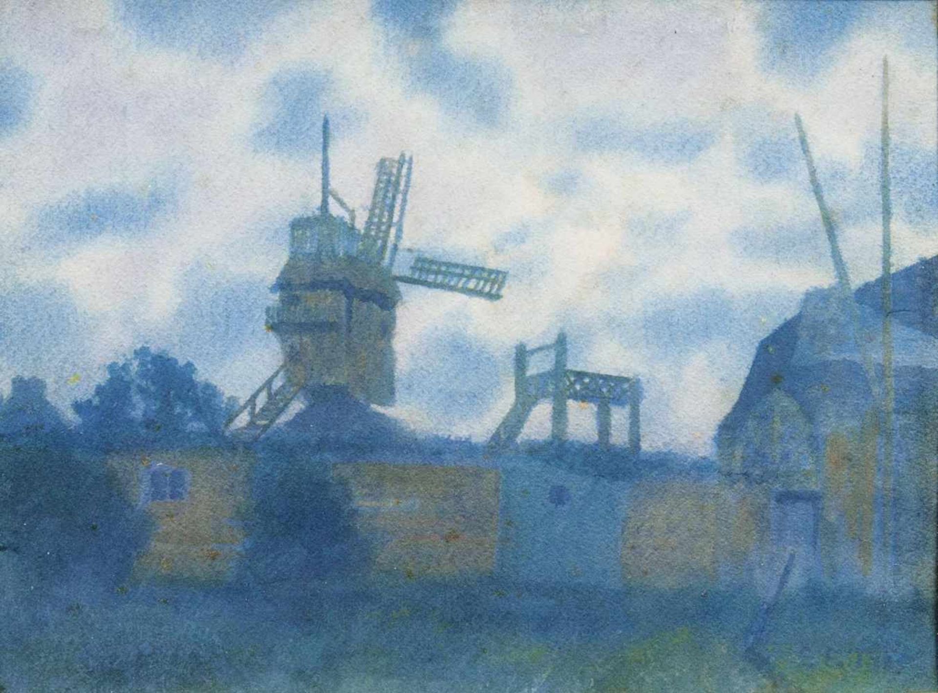 Ernst Eitner(Hamburg 1867 - Hamburg 1955)BockwindmühleAquarell, 24,5 x 33 cm, r. u. sign. E. Eitner,