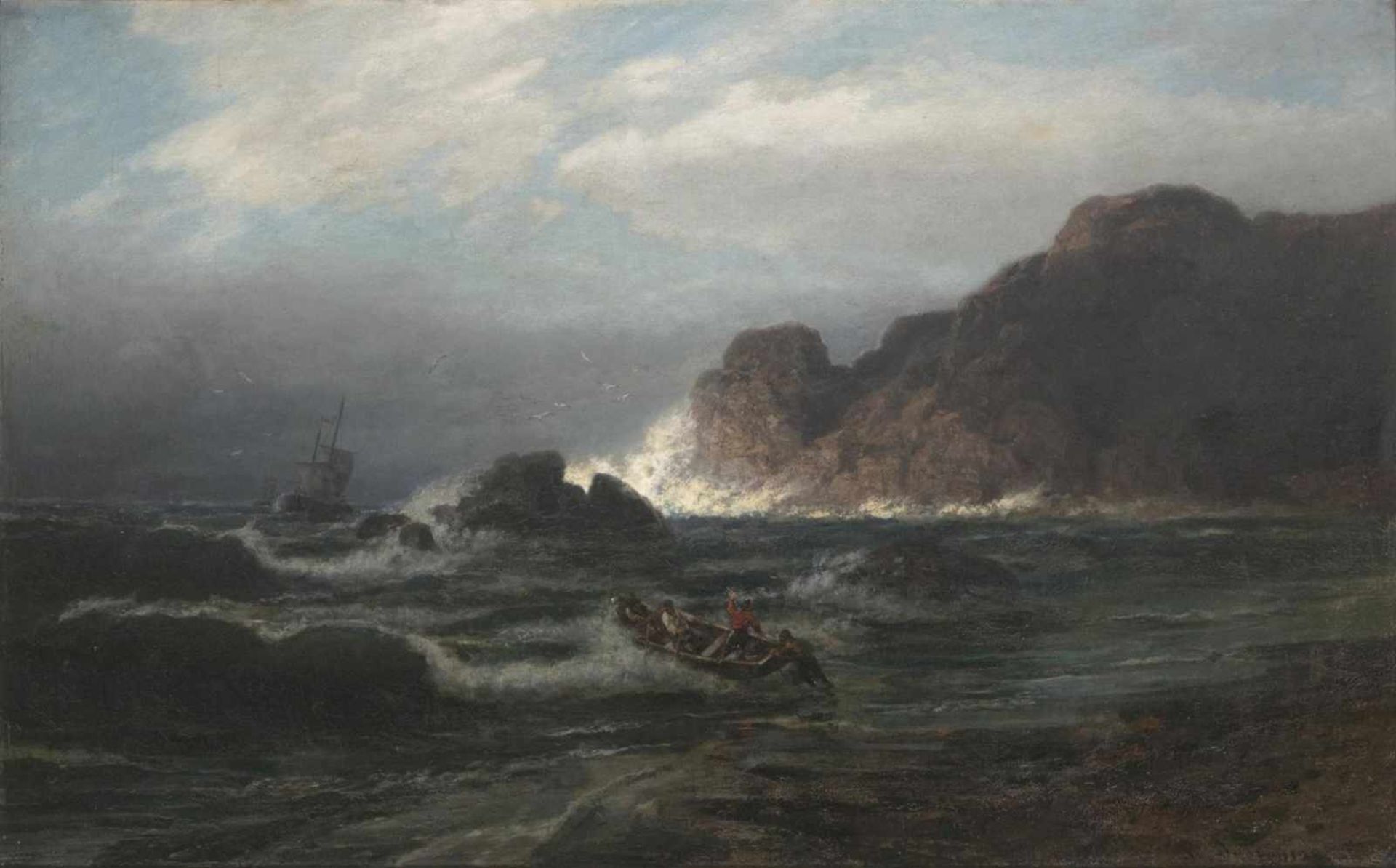 Richard Fresenius(Frankfurt/M. 1844 - Monaco 1903)Sturm vor der norwegischen KüsteÖl/Lw., 87 x 142