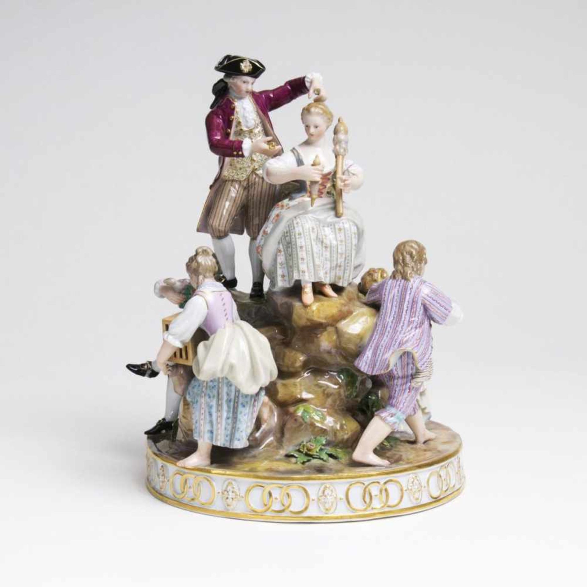 Michel Victor Acier(Versailles 1736 - Dresden 1799)Große Figurengruppe 'Gärtnergruppe am Baum'