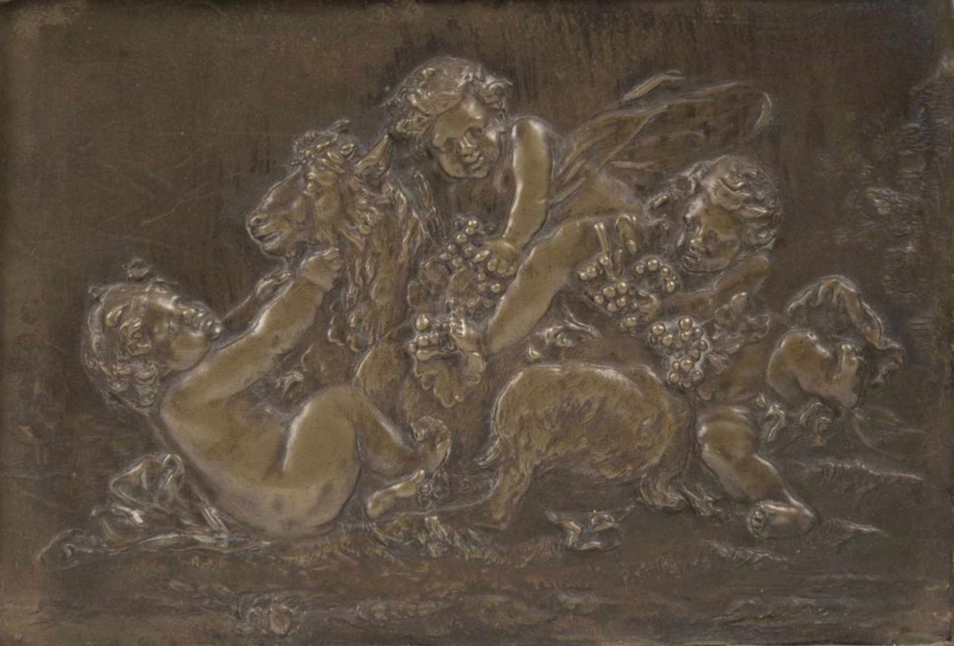 Bronzerelief 'Bacchanal' in der Art von ClodionFrankreich, um 1800. Rechteckiges Bronzerelief mit