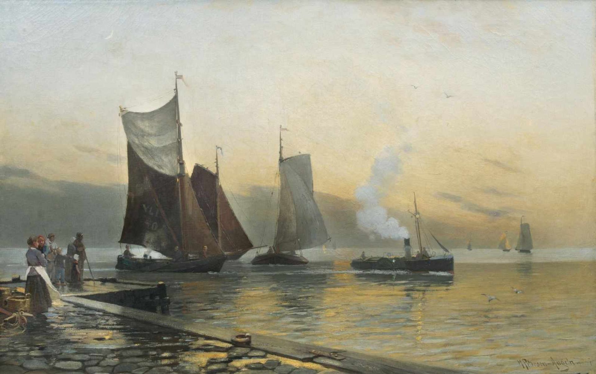 Heinrich Petersen-Angeln(Lundsgaard 1850 - Düsseldorf 1906)AbendstimmungÖl/Lw., 60 x 94 cm, r. u.