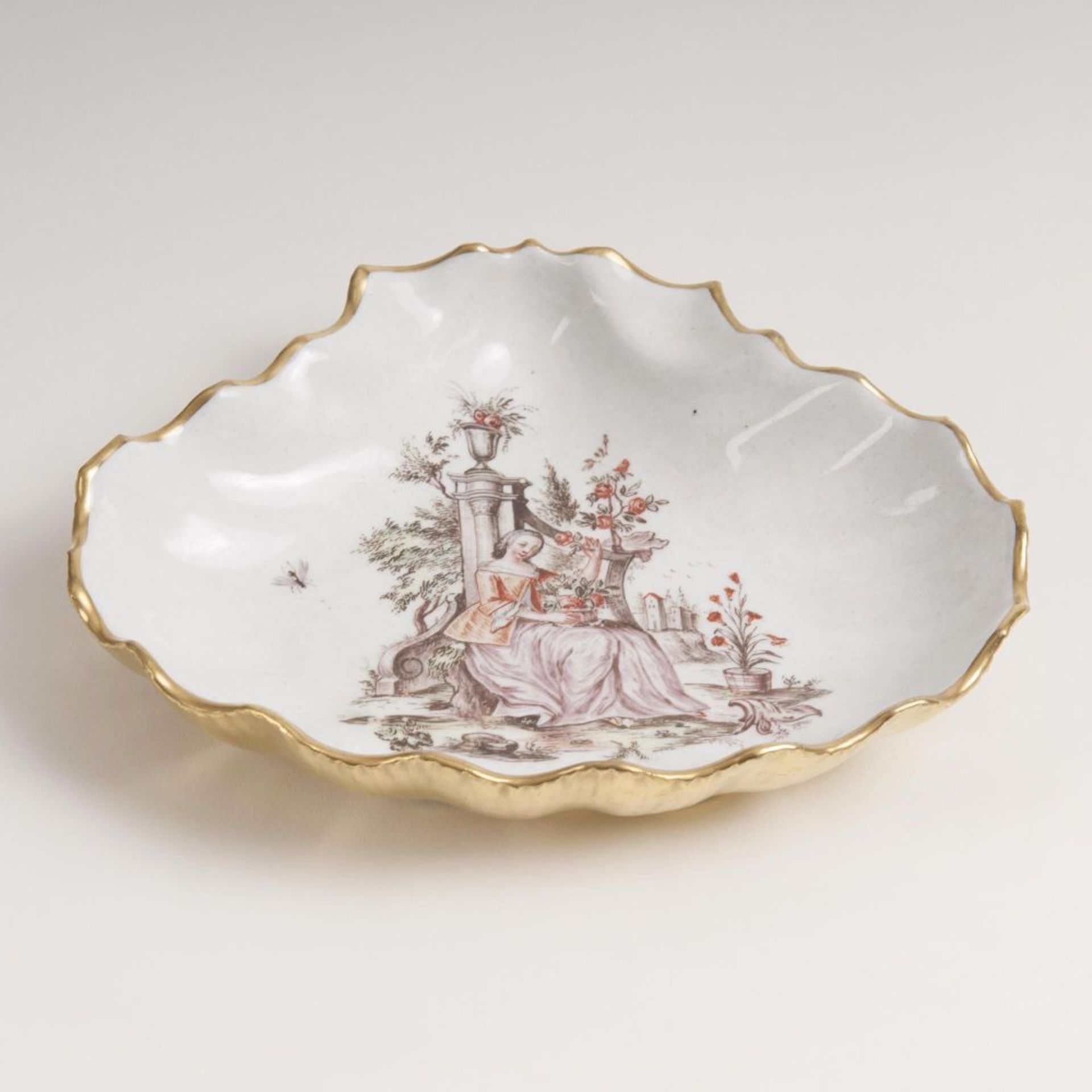 A Shell-shaped Bowl with Hausmalerei by Mayer-Pressnitz