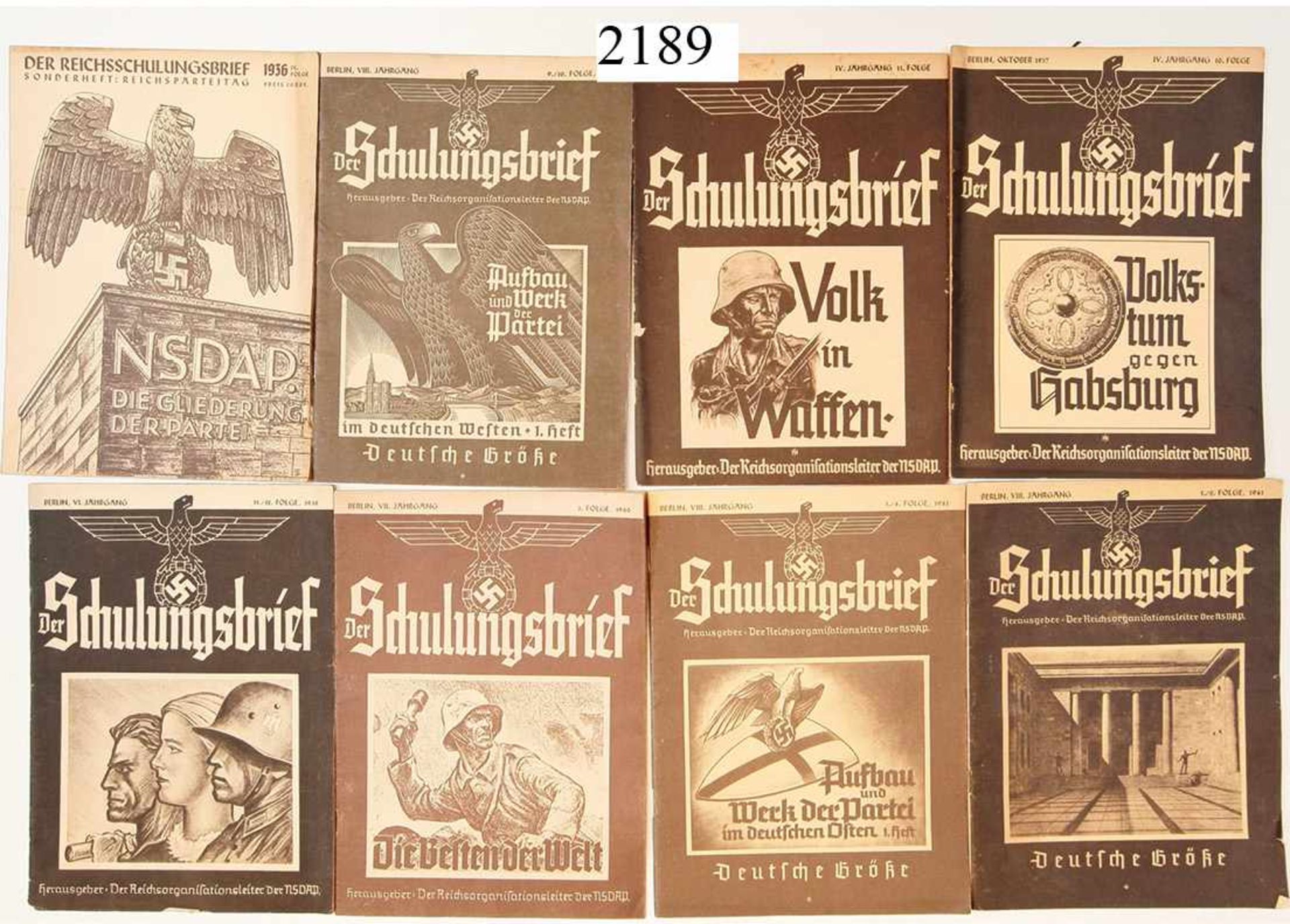 Der Schulungsbrief, NSDAP65 Ausgaben. 1939-1944. Bild zeigt nur eine Auswahl. Zustand: II
