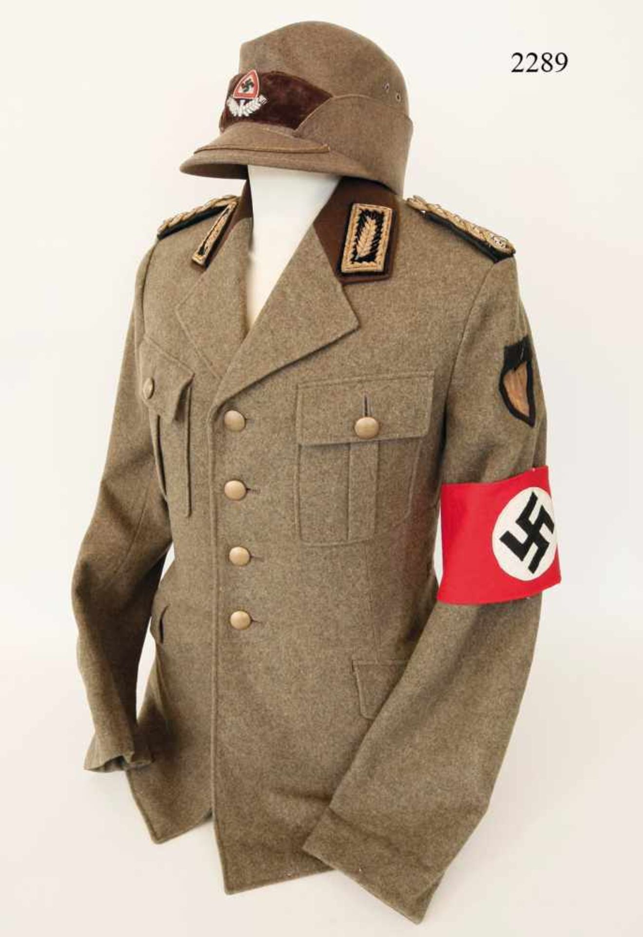 Uniform für einen General-Arbeitsführer des RADFeldbluse, kammermäßig, mit braunem Kragen und