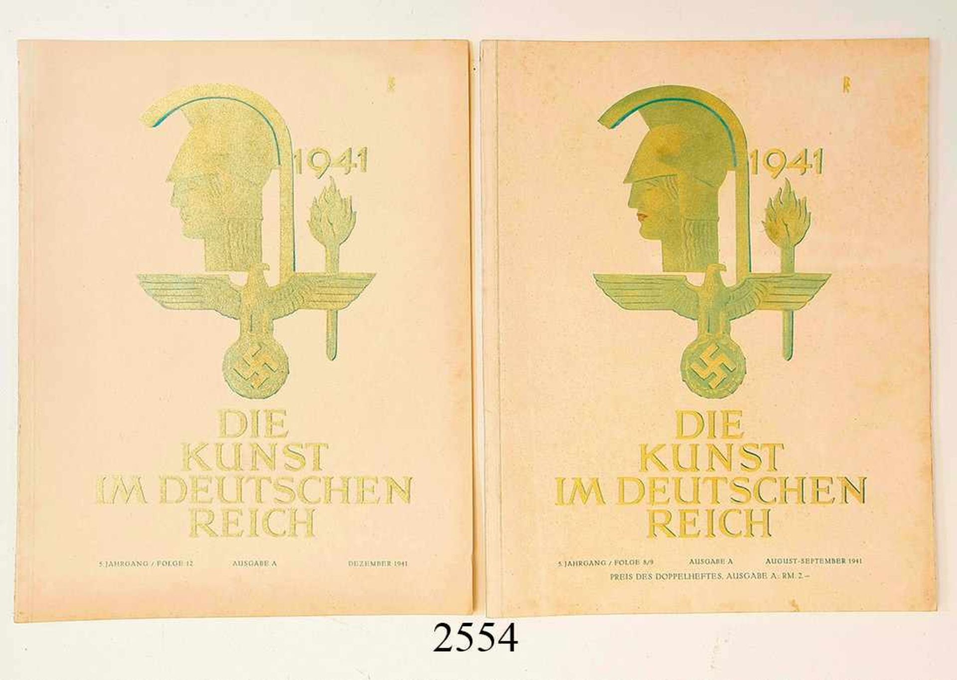 Die Kunst im deutschen Reich, 3 HefteJuli, August, Oktober 1941. Zustand: II