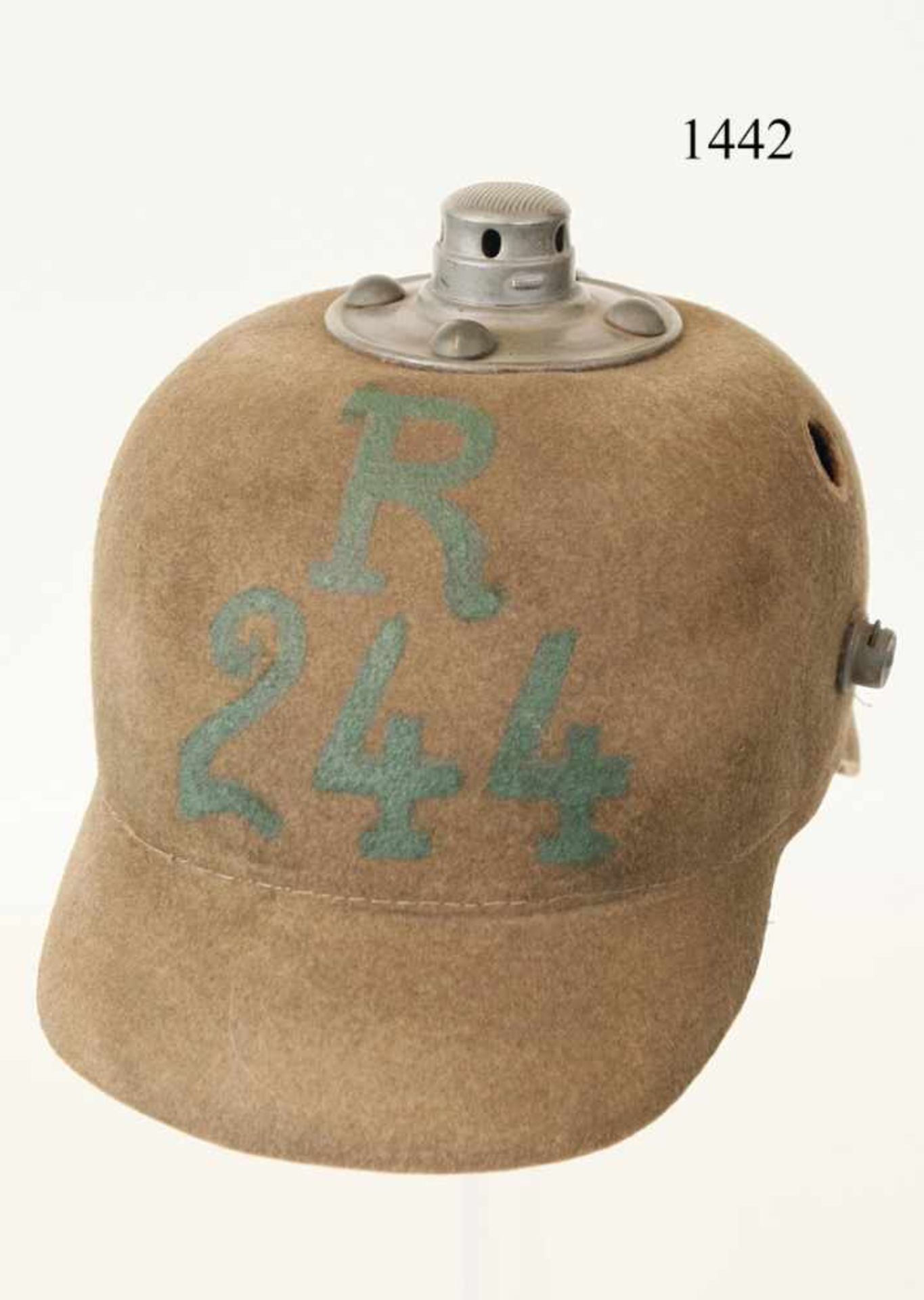 Ersatzhelm für Fußtruppen M/16Filz. Lederfutter. Truppenstempel LIR244 1916. Lüftungssiebe, Spitze