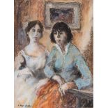 Alexander Rose-Innes (South African 1915-1996) TWO SISTERS signed pastel on paper 49 by 36cm