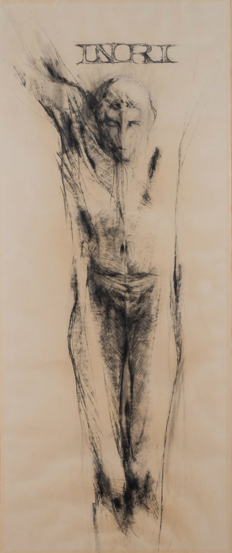 Judith Mason (South African 1938-2016) THE CRUCIFIX charcoal on paper 103 by 43,5cm