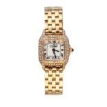 A LADY'S 18CT GOLD WRISTWATCH, CARTIER PANTHÈRE the square white dial with Roman hour numerals, in a