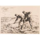 After Jean-Francois Millet (French 1814-1875) LES BÊCHEURS etching sheet size: 22 by 30cm