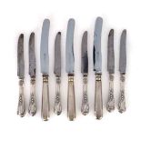 A COLLECTION OF ELECTROPLATE KNIVES AND FORKS comprising: 9 knives and 9 forks (18)