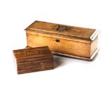 TWO WOODEN BOXES, FORT NAPIER, 1916 (2) oblong wooden box, bevelled edges, brass lock and hinges,