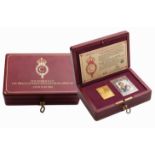 A PRINCE OF WALES AND LADY DIANA 18CT GOLD OFFICIAL PORTRAIT weighing 27g, in a fitted case