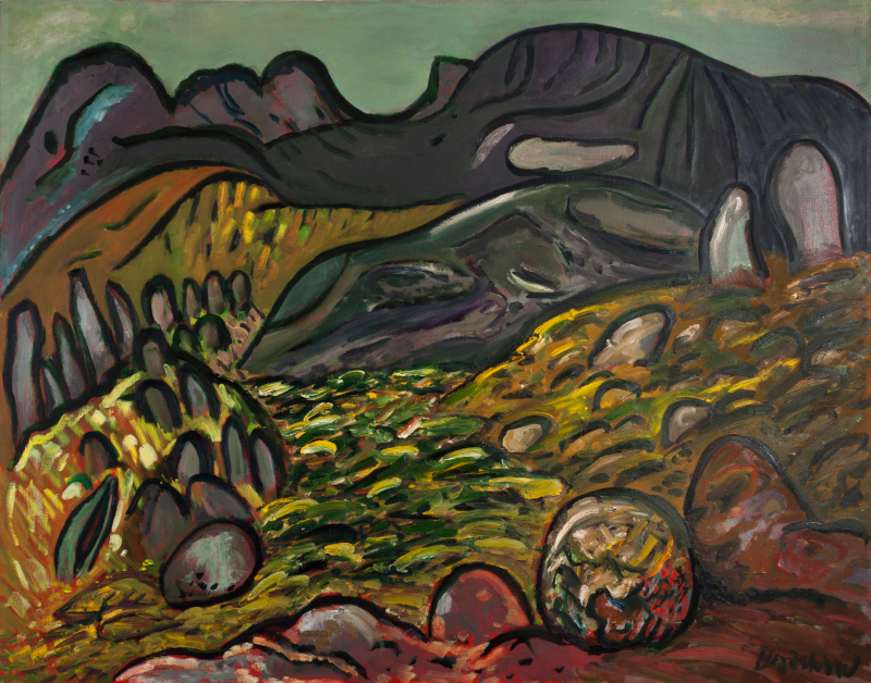 Brian Bradshaw (South African 1923-) ISINGO AND WORLD ROCK signed oil on canvas 109,5 by 140cm