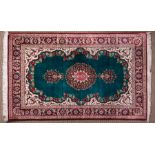 A SILK QUM RUG, IRAN, MODERN 150 by 102cm