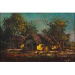 Tinus de Jongh (South African 1885-1942) TWO FARMHOUSES signed oil on canvas 25,5 by 39,5cm