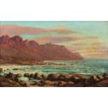 Tinus de Jongh (South African 1885-1942) CAMPS BAY, CAPE TOWN signed oil on canvas 30 by 48,5cm