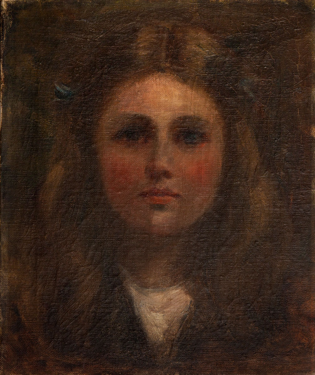 Continental School ( 19th/20th Century-) PORTRAIT OF A GIRL oil on canvas 30,5 by 25cm