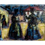 Gerard Sekoto (South African 1913-1993) MARKET SCENE signed oil on canvas 63 by 78,5cm Gerard