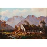 Tinus de Jongh (South African 1885-1942) COTTAGE NEAR BOSKLOOF CLANWILLIAM signed oil on canvas 32