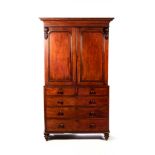 A VICTORIAN MAHOGANY LINEN PRESS