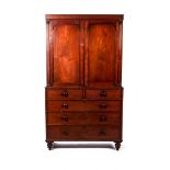 A VICTORIAN MAHOGANY LINEN PRESS