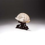 A CHINESE CARVED MOTHER-OF-PEARL SHELL, REPUBLIC PERIOD, 1912 – 1949