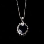 A SAPPHIRE AND DIAMOND PENDANT