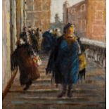 Sidney Jennings ( 1899-1981) FIGURES ON A BRIDGE, 'recto' and FIGURES IN A STREET, 'verso'