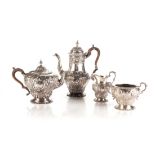 A VICTORIAN FOUR PIECE SILVER TEA SERVICE, MAPPIN AND WEBB, SHEFFIELD