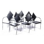 A SET OF EIGHT VINYL AND CHROME ARMCHAIRS,MANUFACTURED BY BIEFFEPLAST, ITALY