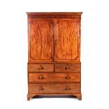 A GEORGE III MAHOGANY LINEN PRESS