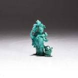 A CHINESE TURQUOISE FIGURE OF GUAN YIN, QING DYNASTY, 19TH CENTURY