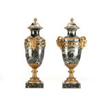 A PAIR OF NEO-CLASSICAL GILT-METAL MOUNTED MARBLE MANTLE URNS, LATE 19TH CENTURY
