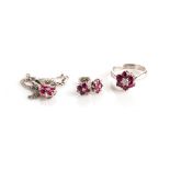 A SUITE OF DIAMOND AND RUBY JEWELLERY