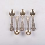 FIVE KING'S PATTERN TEA SPOONS, VARIOUS MAKERS AND DATES