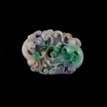 A CHINESE JADEITE 'CHILONG AND LINGZHI' PLAQUE